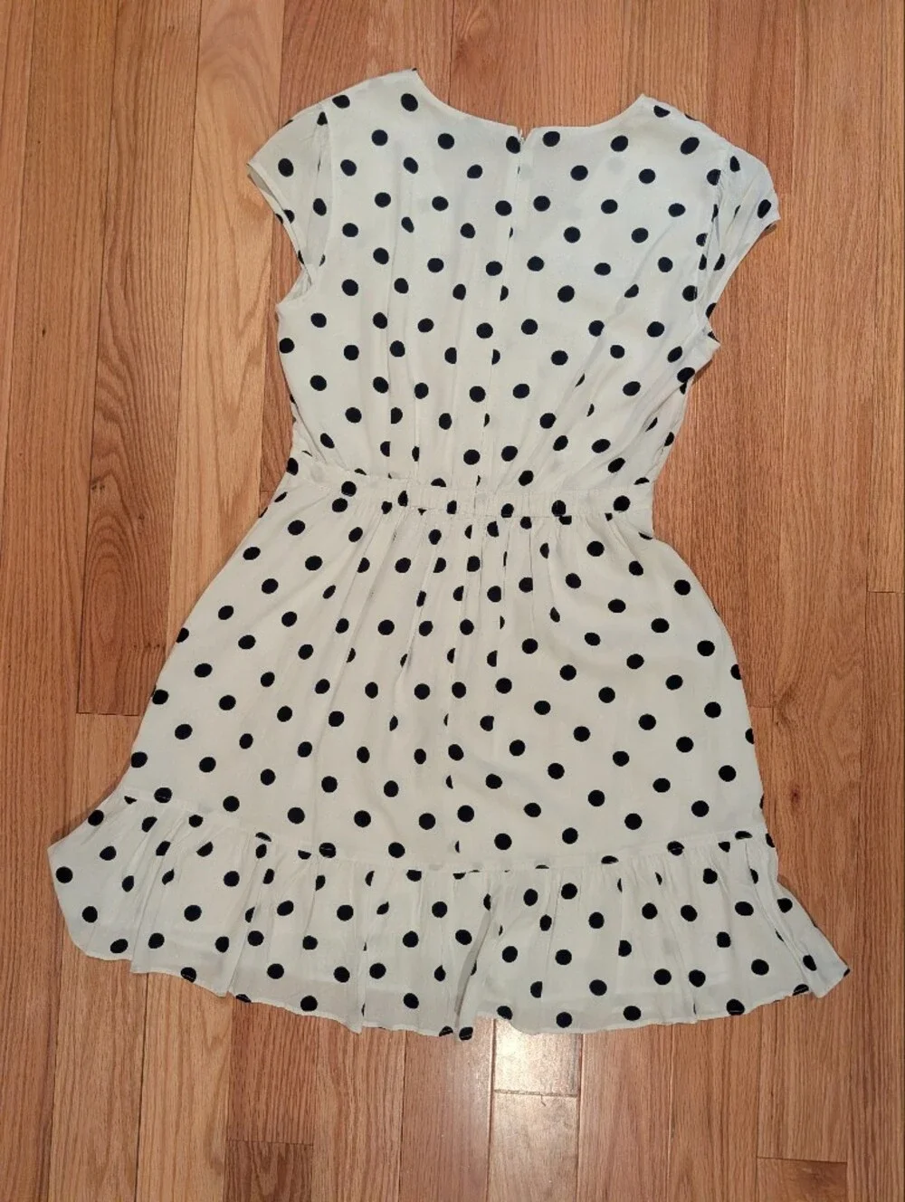 J. Crew White Midi Dress with Black Polka Dots